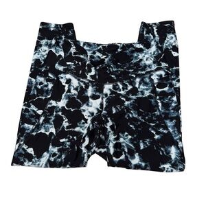 Old Navy Active Powersoft Black Blue and White Leggings with Tie-Dye Pattern XL